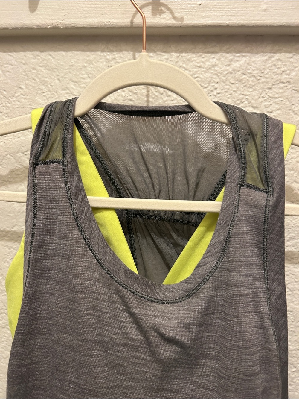 LULULEMON athletica Gray Tank with Neon Yellow Side Panel *Original Style* - Picture 2 of 6